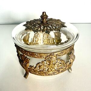 Glass and metal trinket/jewelry box